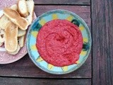Roasted beet, red pepper and white bean dip with lime and rosemary