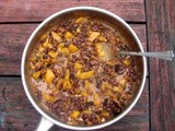 Roasted butternut squash and black beans in coconut milk