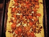 Roasted sweet potato and shallot pizza