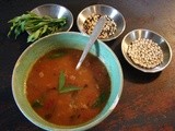 Roasted tomato & white bean soup with wild rice and tarragon