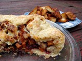 Savory sweet potato, turnip and pecan galette with smoked gouda and cranberry sauce