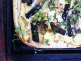 Tart with grilled mushrooms, potatoes and herbs