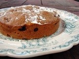 Walnut cake with cherries and bittersweet chocolate