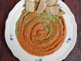 Walnut crackers with smoky tomato/pesto white bean dip