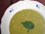 Zucchini-corn-basil soup and herbed semolina biscuits