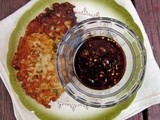 Zucchini fritters with goat cheese and pine nuts