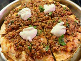 Cheat’s Yağlama; Layered flatbreads with meat sauce and garlic yoghurt