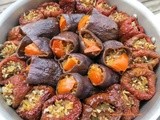 Stuffed Dried Eggplant and Pepper Dolma; Kuru Patlican Dolmasi