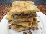 Tray bake filo pastry with ground meat and onions; Kiymali Borek