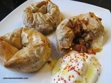 Turkish vegetarian rose ravioli with filo pastry; Mantarli Gul Manti