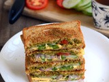 Pesto Sandwich-Basil Pesto Sandwich Recipe (Vegetarian)