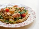 Salmon, Arugula and Cherry Tomato Linguine