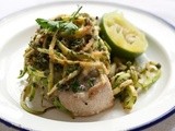Tuna with Capers and Zucchini Julienne