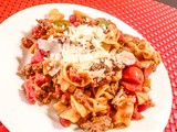 Ground Beef and Bell Peppers w/Egg Noodles