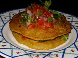 Corn pancakes with tomato mint salsa