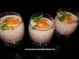 Mango sago drink in coconut milk