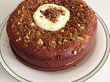 Mawa Cake With Pistachios, Rose and Saffron Cream