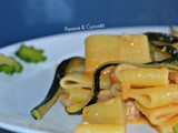 Paccheri con julienne di zucchine e cubetti di scorfano