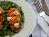 Chorizo & goats cheese stuffed potato skins