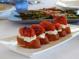 Bruschetta with Ricotta and Roasted Cherry Tomatoes - Asparagus Wrapped in Bacon + Menu for 4