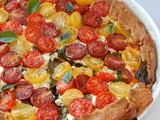 Kale Pesto Tart with Feta Cheese and Cherry Tomatoes