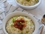 Mashed Cauliflower with Horseradish Sauce and Caramelized Onions