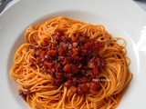 Pasta with Spicy Red wine Sauce and Bacon