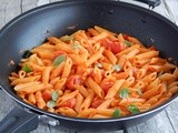 Rigatoni with cherry tomatoes, ricotta and vodka