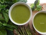 Spinach soup with broccoli and asparagus
