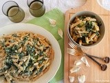 Whole wheat penne with spinach and greek yogurt