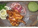 Chicken Drumstick Kebabs Served with Cilantro-Yogurt Chutney