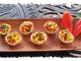 Corn and Red Pepper Fiesta Chaat in Mini-Fillo Cups