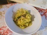 Fettuccine con spinaci, pancetta e zafferano