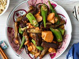 Eggplant, Okra, and Fish Stir Fry