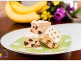 Banana Caramel Chocolate Chip Bars with Cream Cheese Glaze