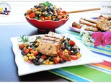 Grilled Lemon Rosemary Salmon with Black Bean Salsa