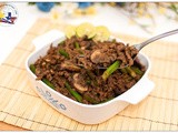 Shredded Beef with Green Beans and Mushrooms in Bistek Sauce