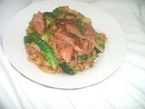 Rare Roast Beef and sweet chilli stir-fry