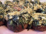 “Cheesy” Spinach Overstuffed Mushrooms