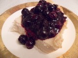 No-Crust Lemony Cheesecake with Blueberry Sauce