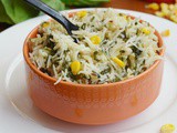 Spinach Corn Rice / Spinach Corn Pulao( Pulav)- Easy lunch Box Recipe