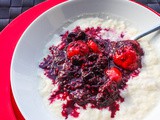 Rice water porridge with stewed berries