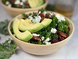 Avocado Kale Salad with Dried Cranberries, Blue Cheese, and Maple Vinaigrette