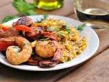 Cajun Pepper Shrimp with Creamed Corn Orzo