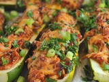 Cheesy bbq Chicken Stuffed Zucchini Boats + Weekly Menu