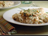 Chicken with Creamy Chive Sauce over Potato and Celery Root Mash