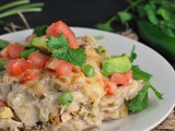 Creamy Green Chicken Enchilada Casserole