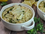 Creamy White Bean Lemon Pesto Orzo Soup