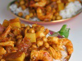 Easy Chana Aloo Curry with Shrimp + Weekly Menu