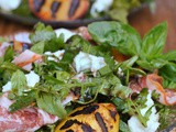 Grilled Peach Salad with Basil, Mozzarella, and Prosciutto